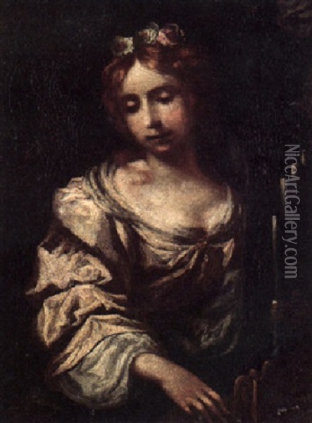 Saint Cecilia Oil Painting - Francesco (Cecco Bravo) Montelatici