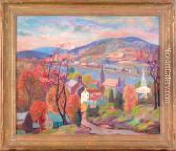 Autumn From Music Crew Hill Lambertville Oil Painting - Fern Isabel Coppedge