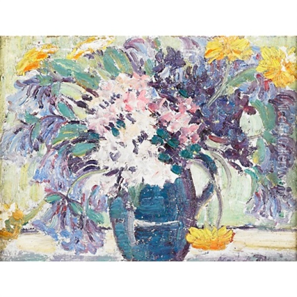 Flowers In A Vase Oil Painting - Maude Drein Bryant