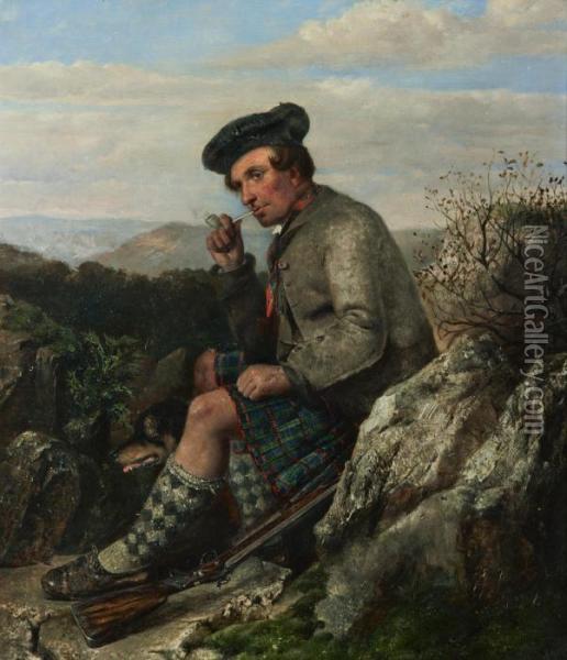 Scottish Huntsman At Rest Oil Painting - John Anster Fitzgerald