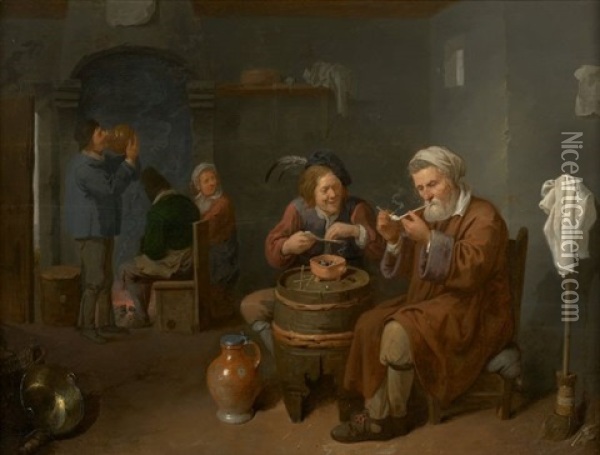 Fumeurs Dans Une Taverne Oil Painting - David Ryckaert III