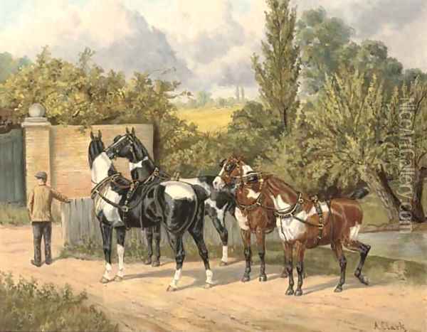 Waiting for the carriage Oil Painting - A. Clark