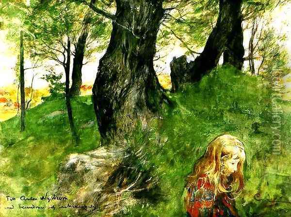 Suzanne In The Woods Oil Painting - Carl Larsson