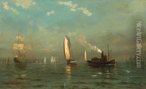 Late Afternoon, East River Oil Painting - Arthur Quartley