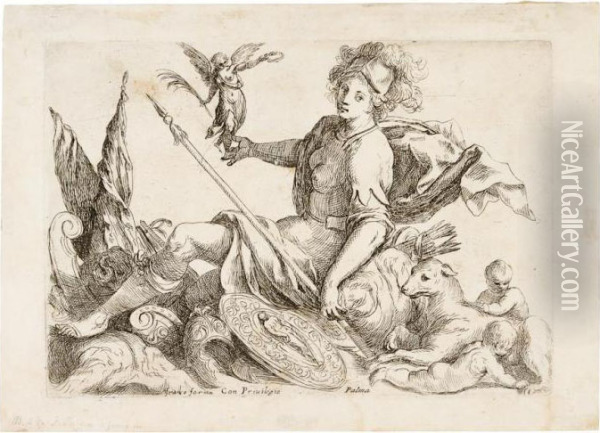La Divinita Tutelare Di Roma Oil Painting - Acopo D'Antonio Negretti (see Palma Giovane)