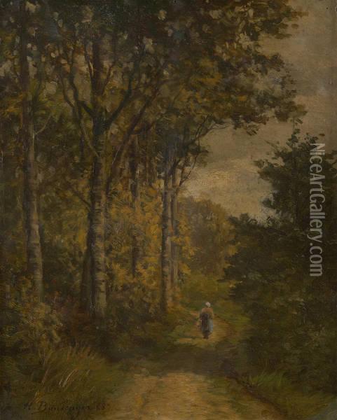 Dans Le Chemin Creux Oil Painting - Hippolyte Boulenger