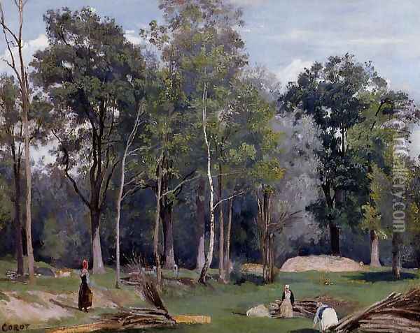 In the Woods at Ville d'Avray Oil Painting - Jean-Baptiste-Camille Corot