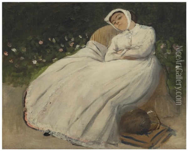 Femme Assise Dans Un Jardin Oil Painting - Edgar Degas