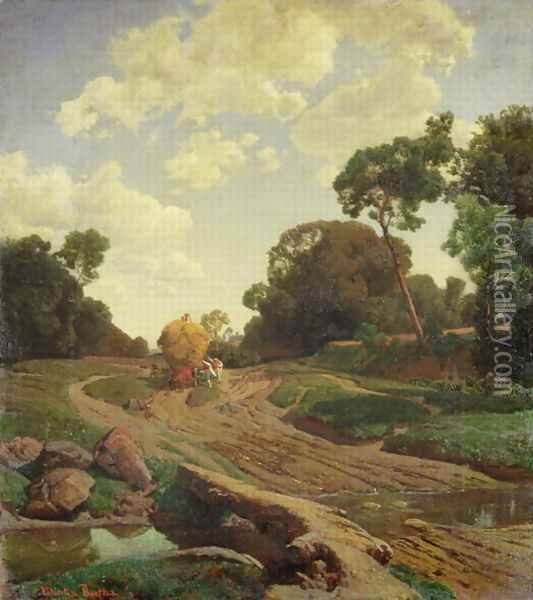 Landscape with Haywagon, c.1858 Oil Painting - Valentin Ruths