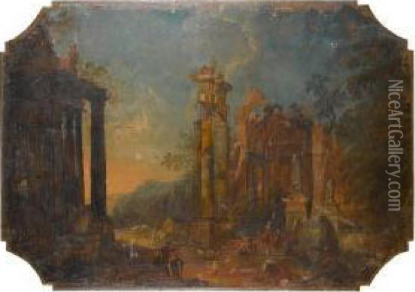 Capriccio Oil Painting - Pietro Paltronieri Il Mirandolese