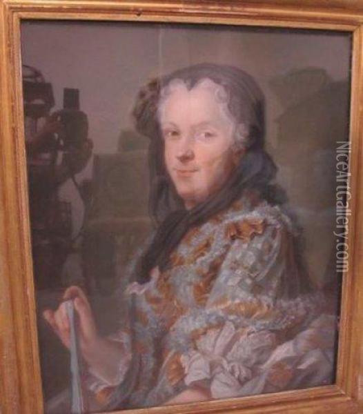 Portrait De Marie Leczinska. Oil Painting - Maurice Quentin de La Tour