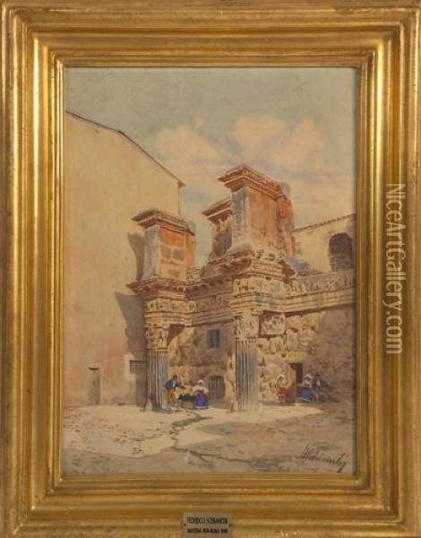 Il Tempio Di Minerva Nel Foro Di Nerva Oil Painting - Federico Schianchi