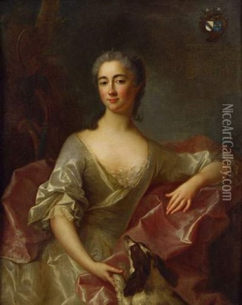 Portrait De La Marquise De Dromesnil Oil Painting - Jean Marc Nattier
