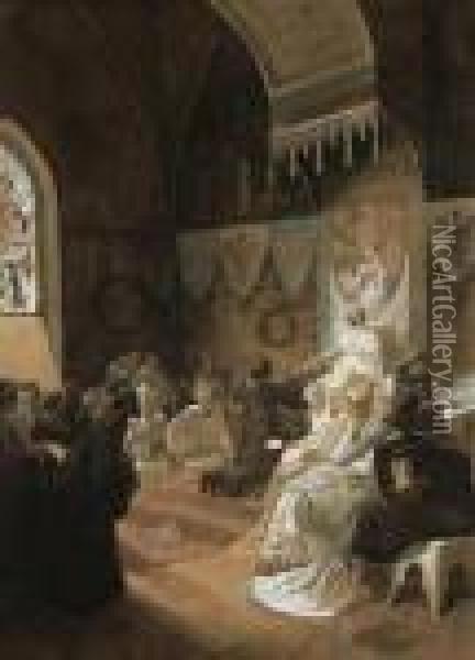 A Historic Scene Oil Painting - Alphonse Maria Mucha