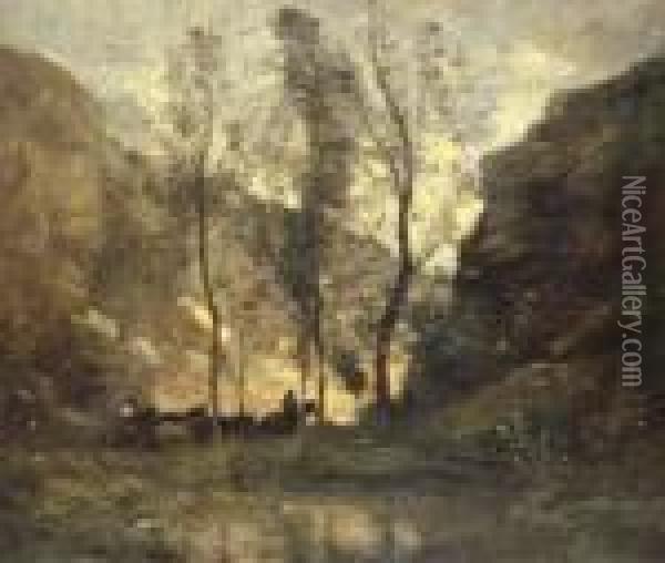 Les Contrebandiers Oil Painting - Jean-Baptiste-Camille Corot