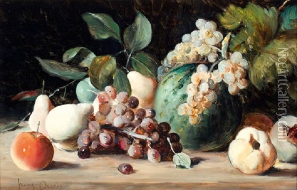 Stilleven Met Druiven, Granaatappel En Meloen Oil Painting - Frans David Oerder