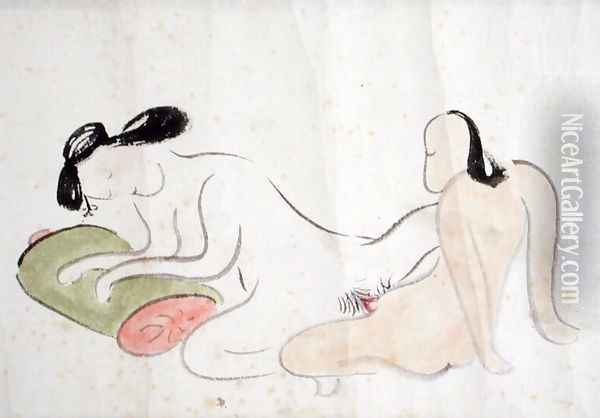 A Shunga 4 Oil Painting - Ike no Taiga