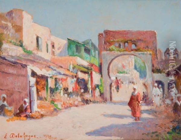 Marche A Tunis Oil Painting - Eugene Jules Delahogue