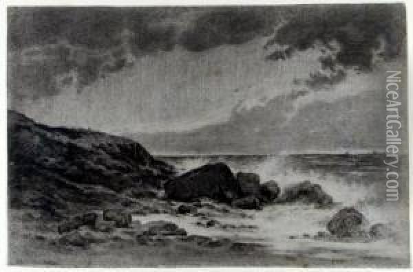 (kassel 1815 - 1910 Dusseldorf).
 Meereskuste. Kohle Auf Chamoisfarbenem Butten. Unten Links Signiert A. 
Achenbach. Ca. 28,1-28,5 X 43,2 Cm. Oil Painting - Andreas Achenbach