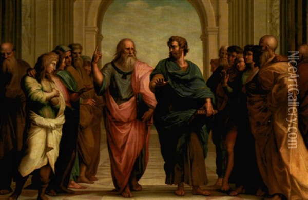 Skolen I Athen Med Platon Og Aristoteles I Filosofisk Diskussion Oil Painting - Anton Raphael Mengs