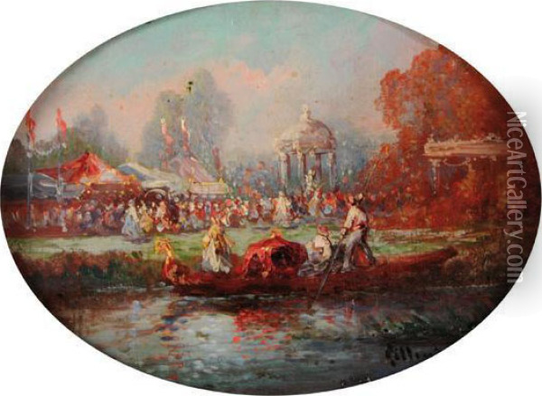 La Festa Nel Parco Oil Painting - Gennaro Villani
