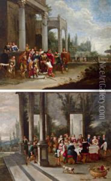 Zwei Szenen Aus Dem Leben Des Verlorenen Sohnes Oil Painting - Pieter Van Bredael