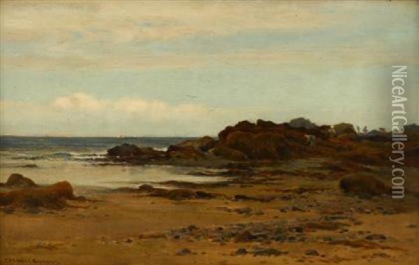 Figures Along Rocky Shore Oil Painting - Creswick Boydell