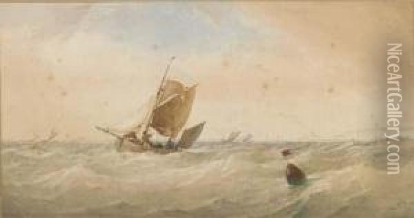 A Fishing Vessel Returning Home Oil Painting - Thomas Sewell Robins