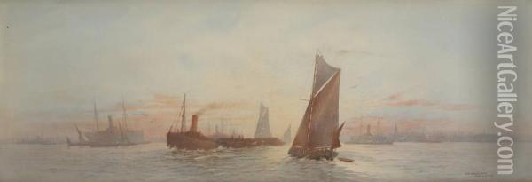 Of Gravesend Oil Painting - Frederick E.J. Goff