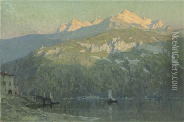 Lake Como From Menaggio Oil Painting - Terrick Williams
