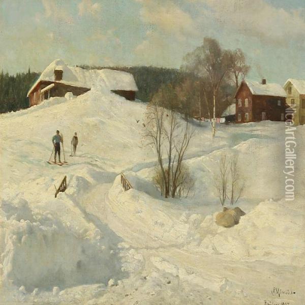 Fabriken >proven< Ved Raufoss I Norge Oil Painting - Peder Mork Monsted