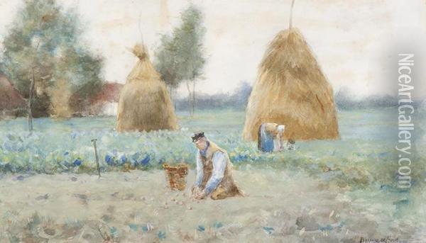Farmers On The Land Oil Painting - Bernard Johann De Hoog