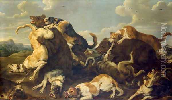 Bear Hunt Oil Painting - Paul de Vos