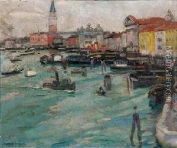 Venezia Oil Painting - Pieretto Bortoluzzi Bianco