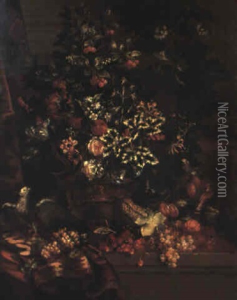 Bouquets De Fleurs Oil Painting - Pieter Casteels III