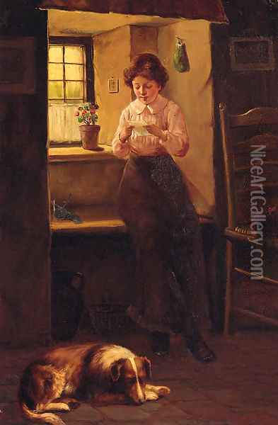 The Love Letter Oil Painting - David W. Haddon