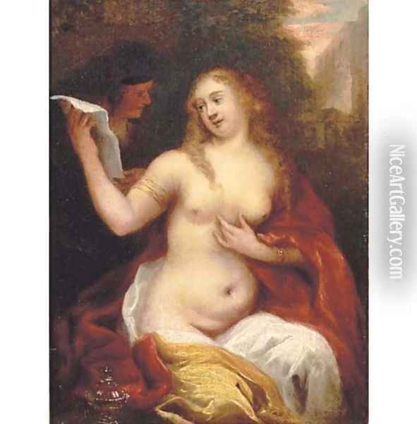 Bathsheba receiving David's letter Oil Painting - Theodor Van Thulden