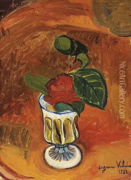 Rose dans un vase Oil Painting - Suzanne Valadon