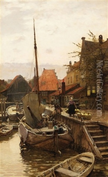 Hafenszene - Holland Oil Painting - Hans Herrmann
