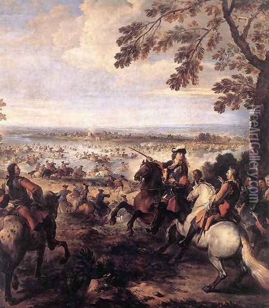 The Crossing of the Rhine by the Army of Louis XIV 1672, 1699 Oil Painting - Joseph Parrocel