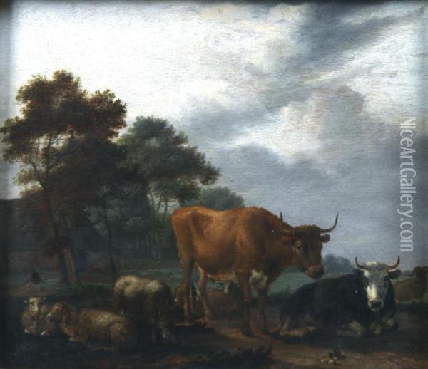 Vaches Panneau De Chene Oil Painting - Albert-Jansz. Klomp