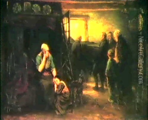Out Of Darkness Into Light Oil Painting - Jozef Israels