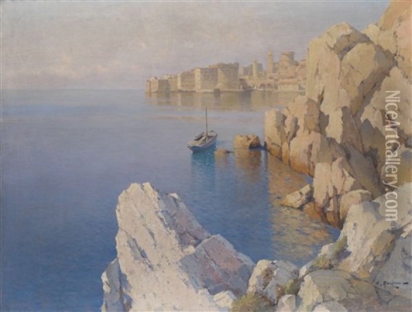 A Cove In Dubrovnik Oil Painting - Alexei Vasilievitch Hanzen