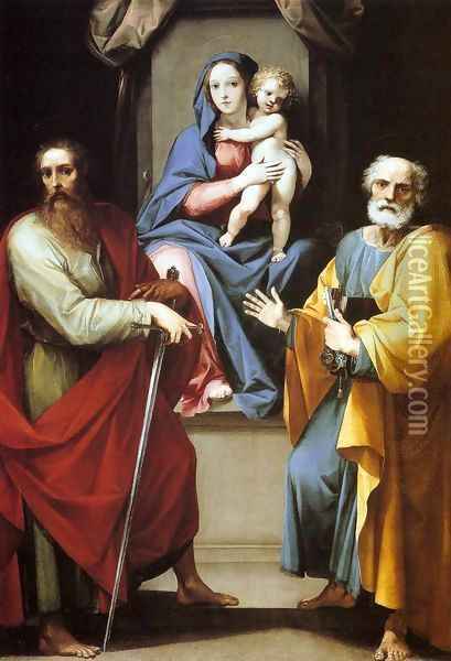 Madonna and Child with Sts. Peter and Paul Oil Painting - Giuseppe Cesari