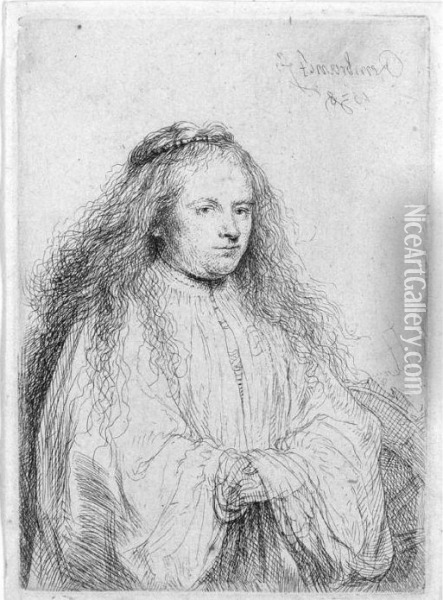 The Little Jewish Bride (saskia As St. Catherine) (b., Holl, 342; H. 154; Bb. 38-a) Oil Painting - Rembrandt Van Rijn