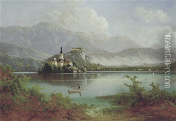 Blick Auf Den Veldeser See Oil Painting - Ferdinand Lepie