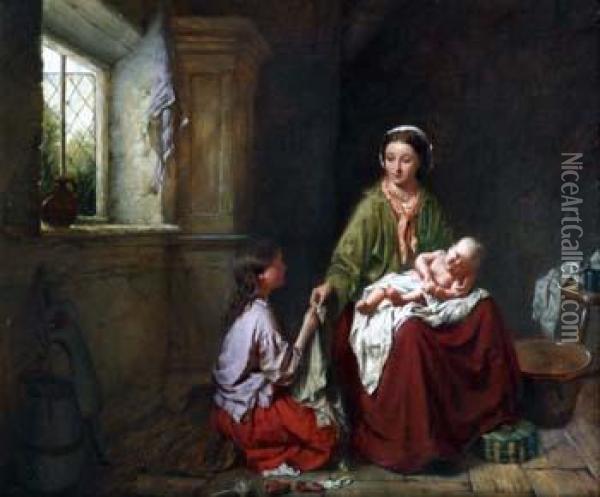 Interior Scene With Motherand Child Oil Painting - John Haynes-Williams