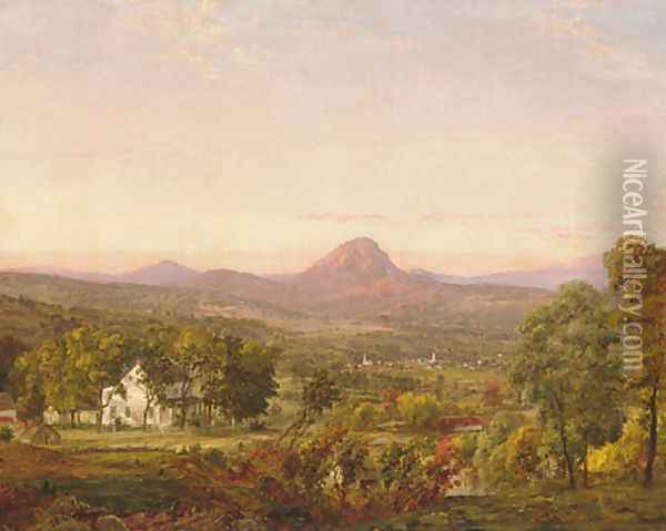 Autumn Landscape, Sugar Loaf Mountain, Orange County, New York Oil Painting - Jasper Francis Cropsey
