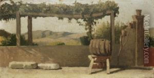 Il Pergolato Della Casa Di Diego Martelli A Castiglioncello Oil Painting - Giuseppe Abbati