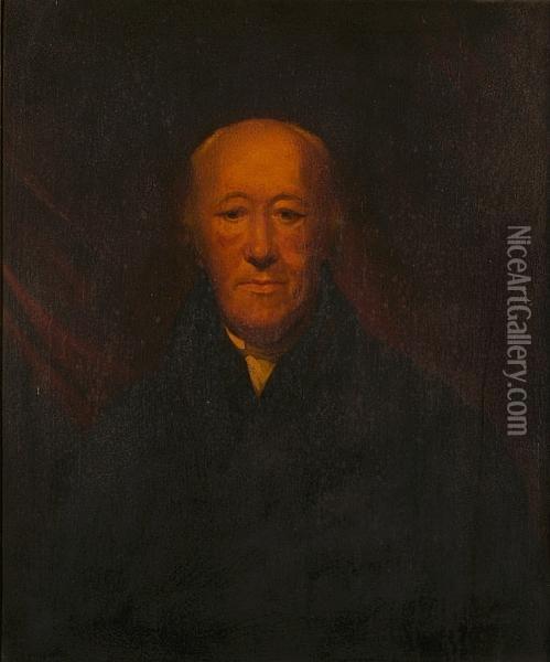 A Portrait Of The Rev. Edward Giddy, Long Bust Length Oil Painting - Mary Ann Giddy